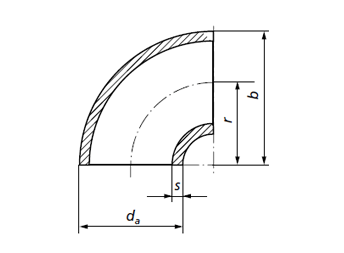 Rohrschweißnaht Armaturen, geschweißte, r=2,5d