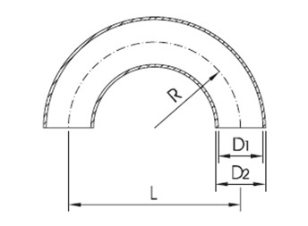 Koljeno SS-180° DIN 11852