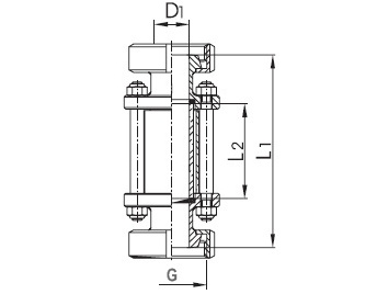 Cristal de control DIN-KK con extremo con rosca y tuerca